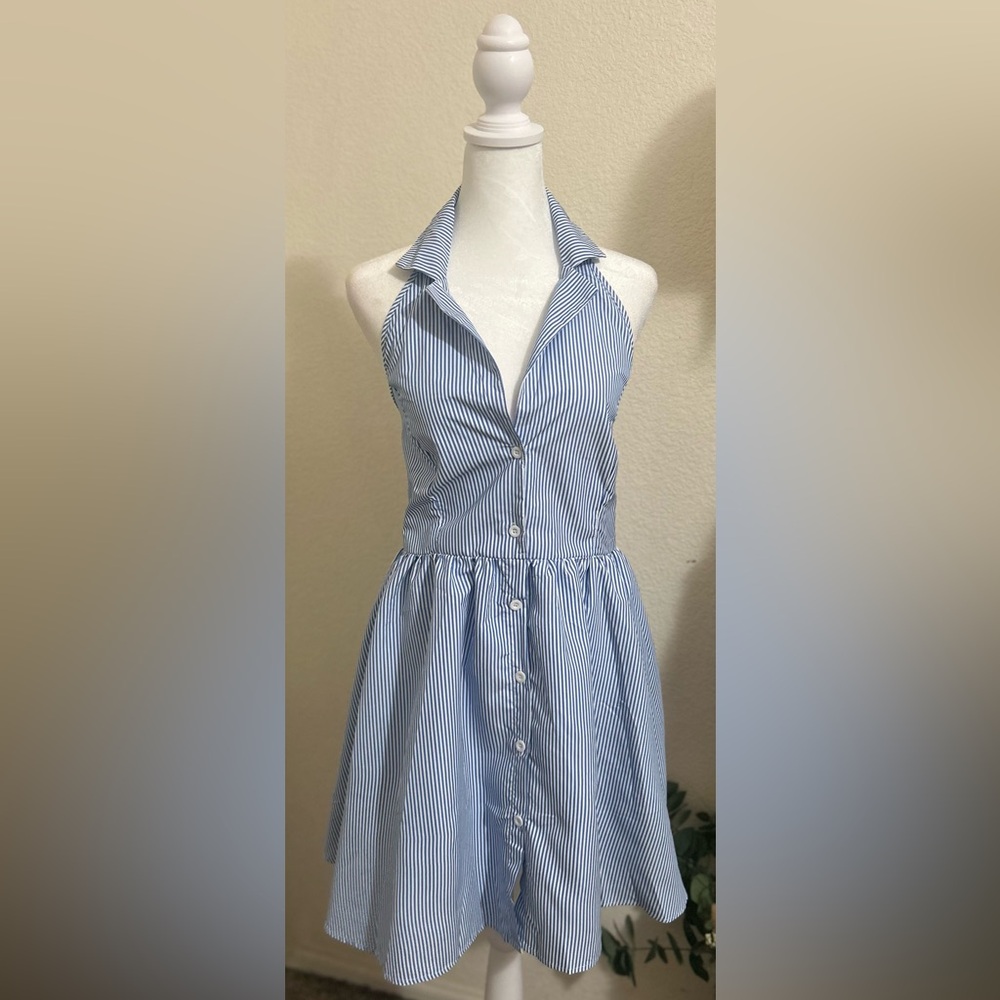 Blue Striped Halter Top